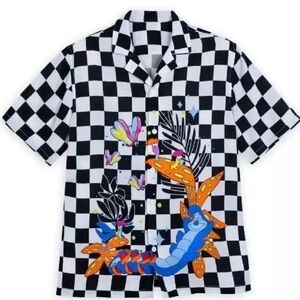 Disney Alice in Wonderland Black and White Checkered Shirt with Trippy Colors